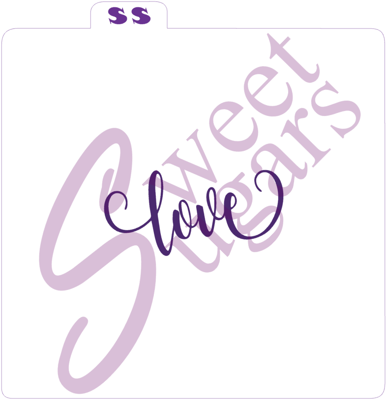"love" (cursive, curly) Silkscreen Stencil image 0